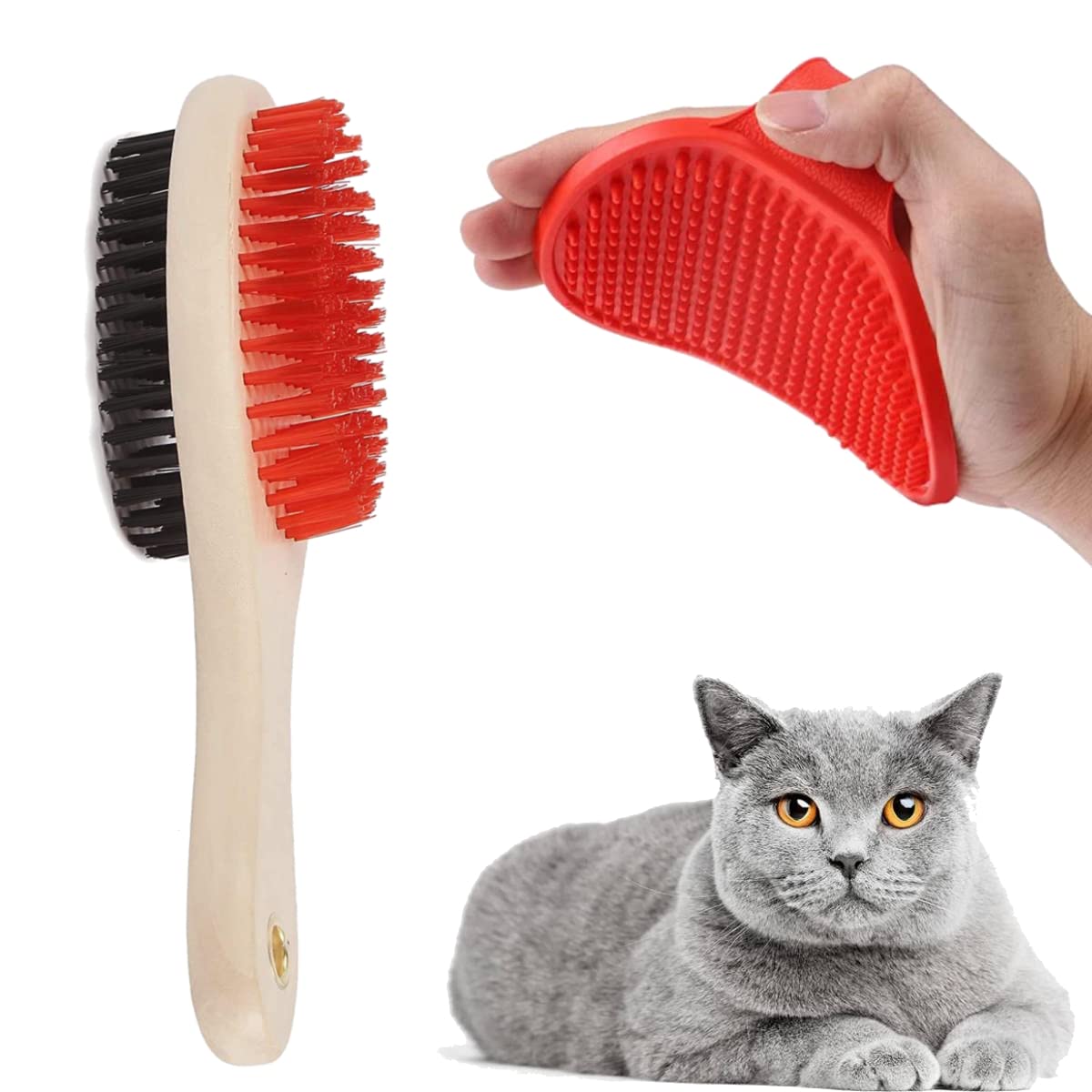 Dog Grooming Combo Set of Soft Dog Brush Double Side (Medium) + Hand Shaped Rubber Massager Brush Glove – Pack of 2 (Color May Vary) (B09N7PMG1B) Amazon Price History, Amazon Price Tracker