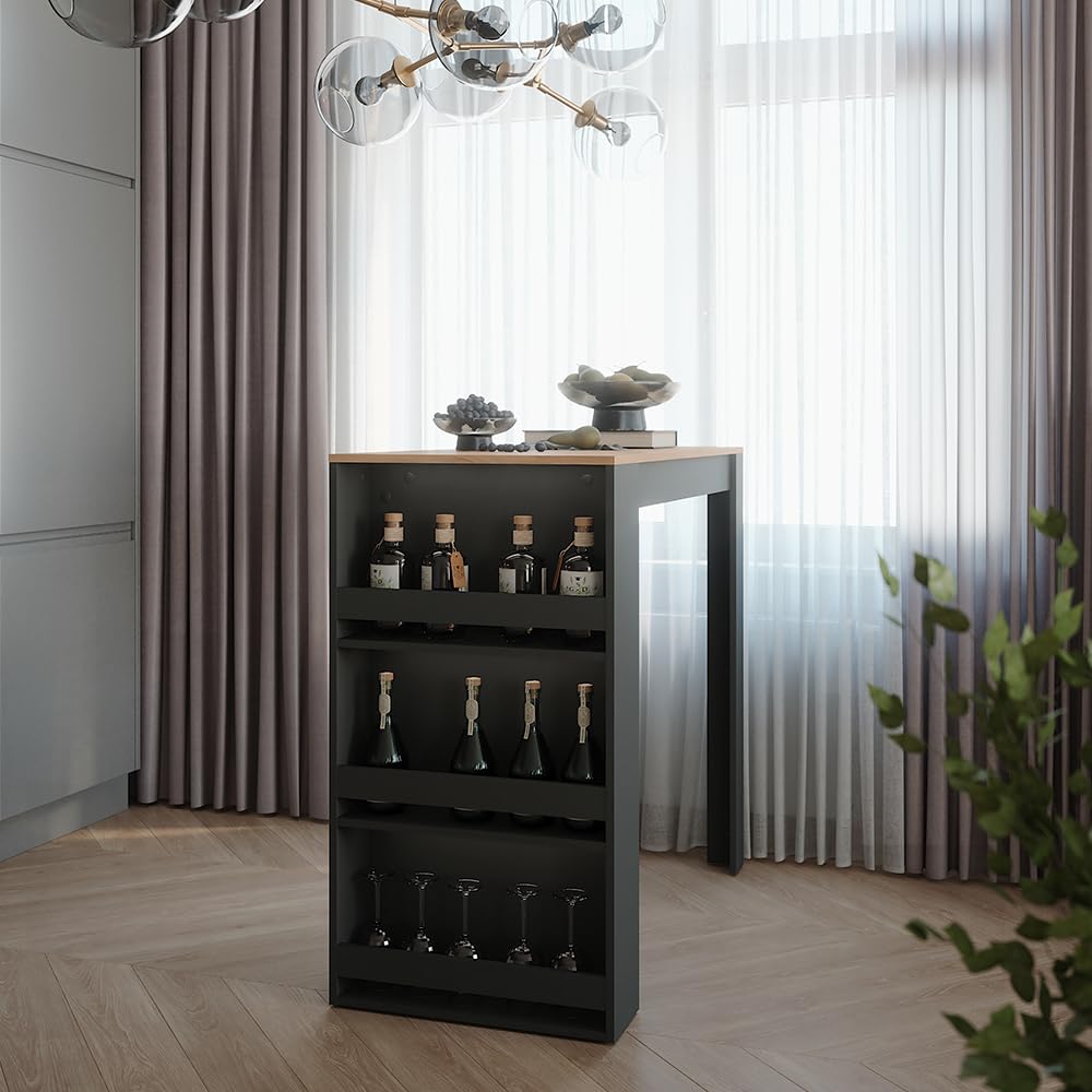 Vicco Bartisch Repose, Goldkraft Eiche/Anthrazit, 57 x 117 cm, als Stehtisch nutzbar für Küche oder Essbereich