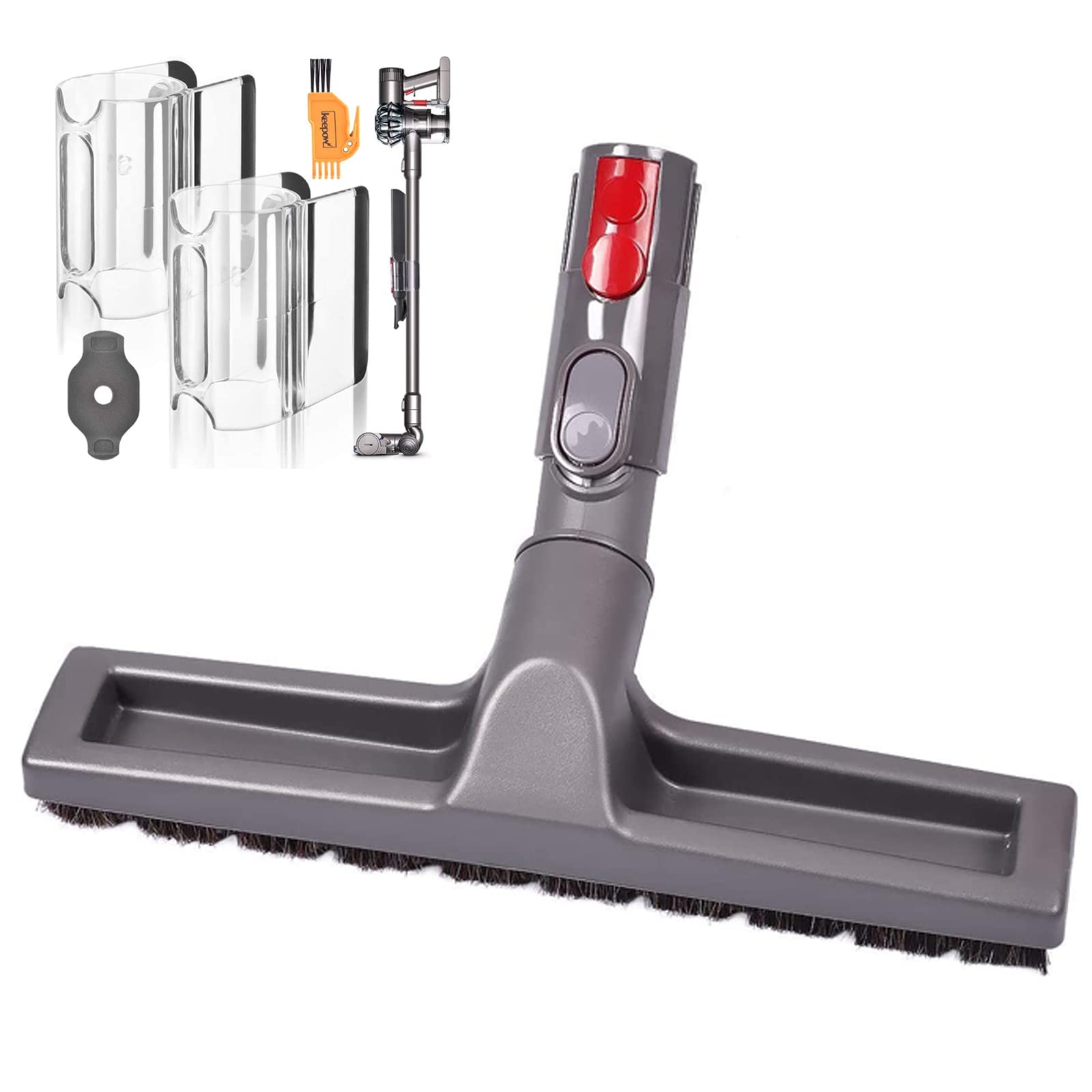 KEEPOWFlatOut Head Tool with Converter Adapter & Holder Clip for Dyson V7 V8 V10 V11, 6 Pack