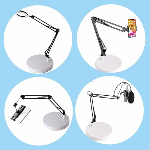 Vista 5 de Base de la lámpara de escritorio: soporte de montaje redondo de 7.5 pulgadas para lámparas de escritorio, lupa con luz, soporte de escritorio