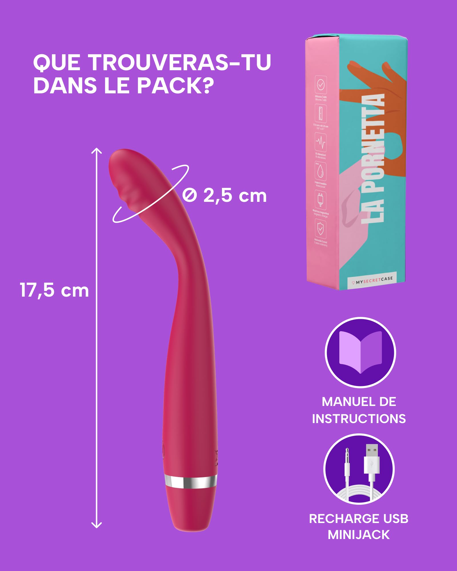 MySecretCase femmes vibromasseur point g - vibro godes, god pour femme, vibrateur realiste, vibreur électrique, couple stimulateur, adulte godemiché, silencieux, sextoyse classique, femmes godemichets