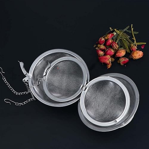 Miniatura 5 de Vctitil 3 filtros de té de malla fina de acero inoxidable para té, especias condimentadas, hierbas (2.3 pulgadas, 2.7 pulgadas, 3.5 pulgadas)