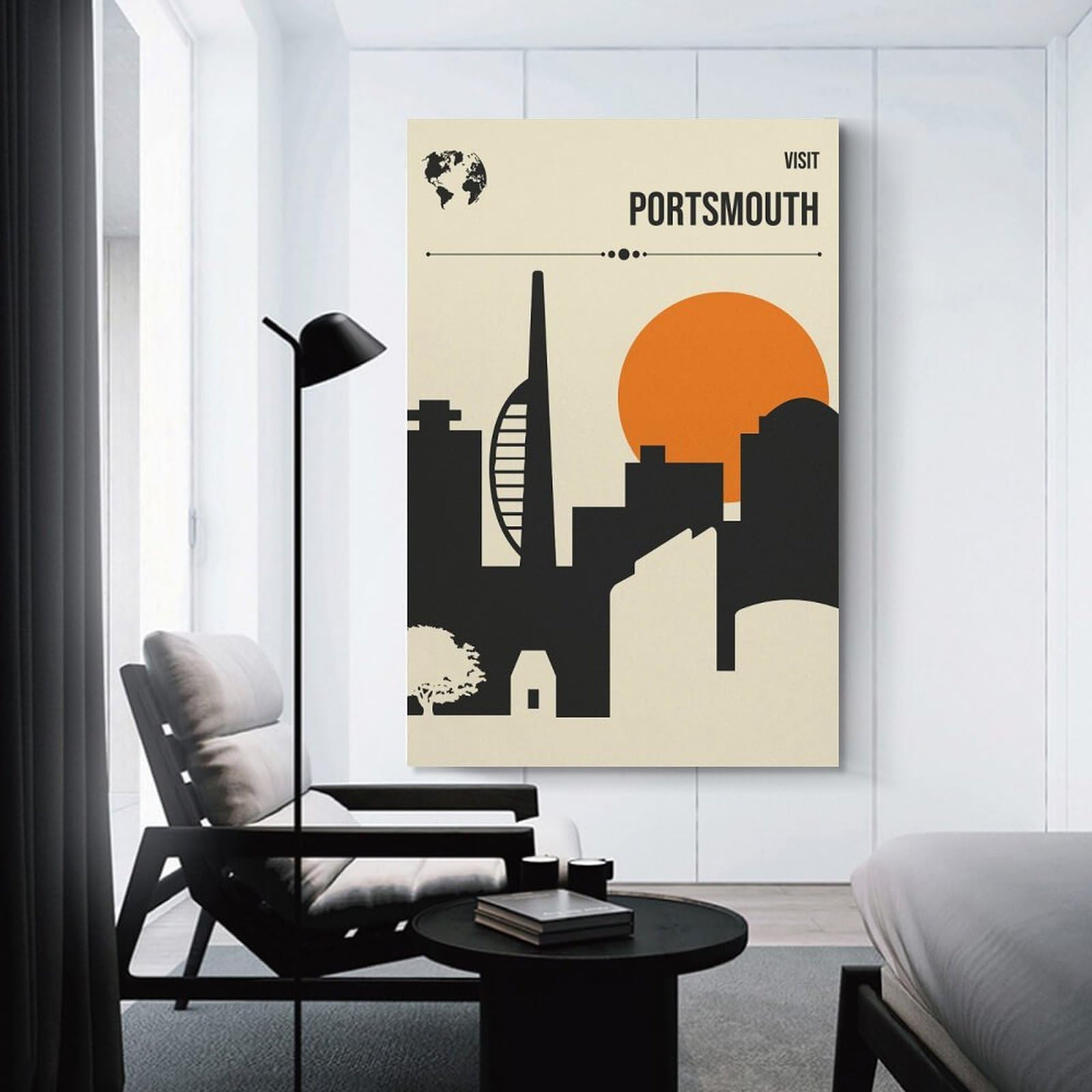 Junmoney Decorative Canvas Print Visit Portsmouth Travel, 20x30inch(50x75cm), for New Homes, Bedrooms Or Workspaces, A Wall Art Gift for Fresh Interiors