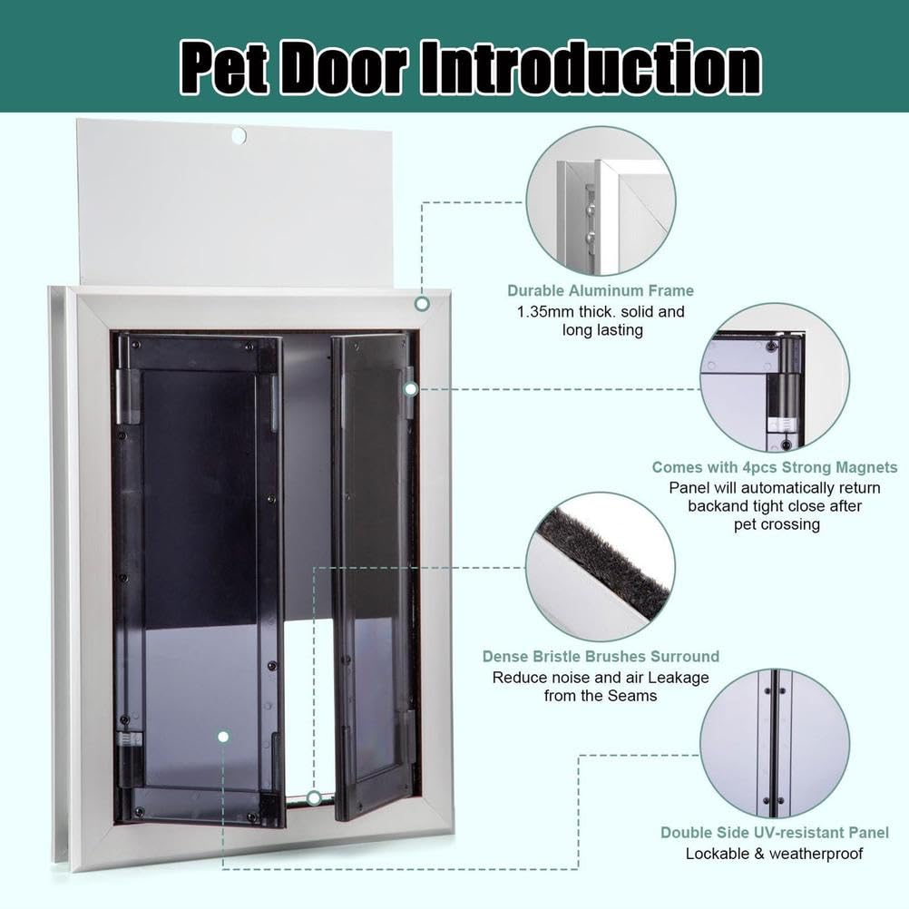 HaustiertüR mit Paneelen, Robuste Hundeklappe aus Aluminium mit Automatisch SchließEnden Magnetklappen, Einschubpaneel, Sicherheitsverriegelung, für Innen und AußEntüRen