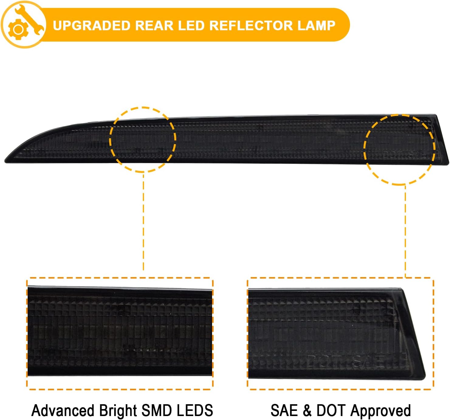 R&F Auto LED Rear Bumper Reflector Light Compatible with Camaro 2016-2024, Traverse 2013-2017, Replacement for C'adillac ATS / XT5 Rear Bumper Reflector Brake Lamps