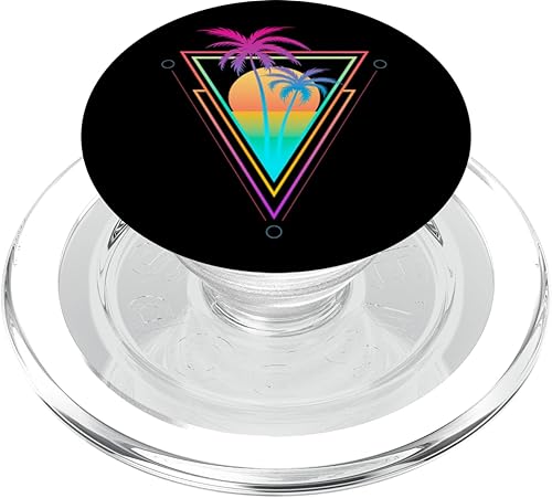 Miniatura 7 de Retro 1980s 1990s Vaporwave Palm Trees Sunset Beach Surf Art PopSockets Adhesive PopGrip