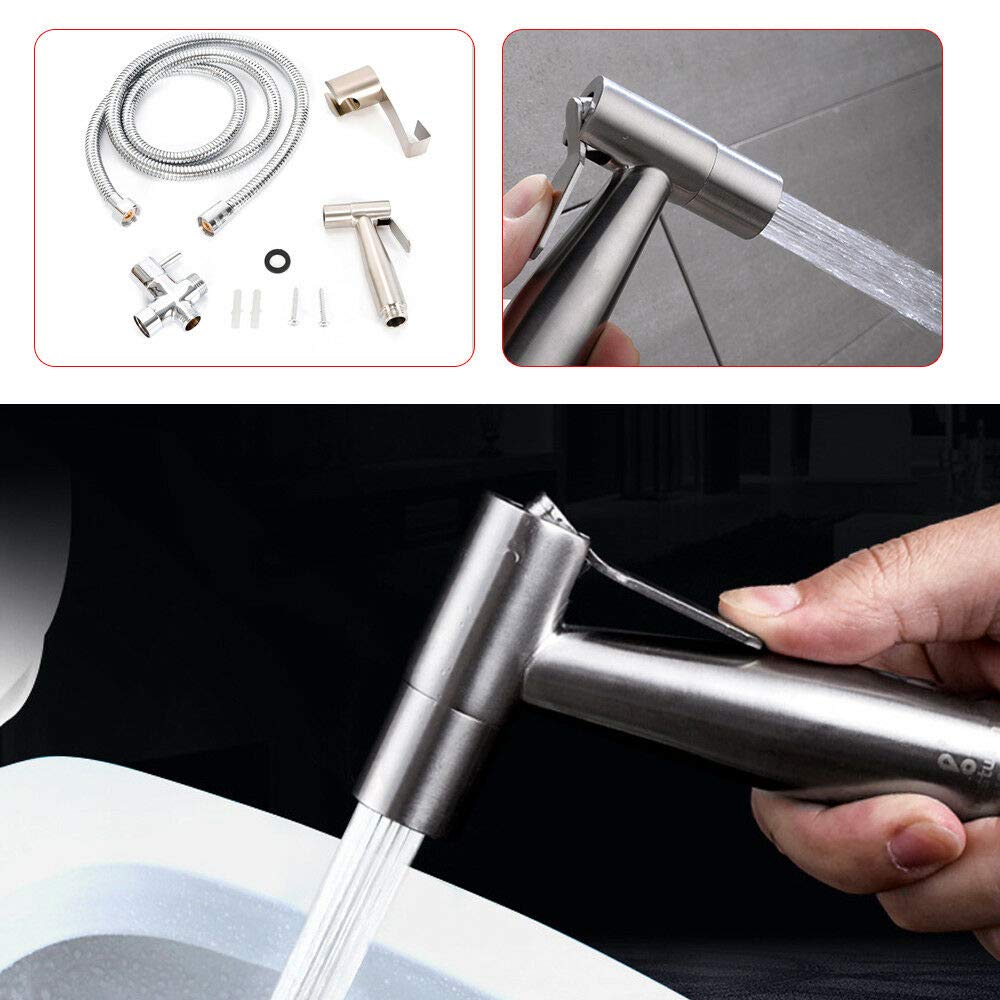 Juego de bidé, ducha de mano con adaptador de manguera y soporte para ducha para bidet, inodoro, WC