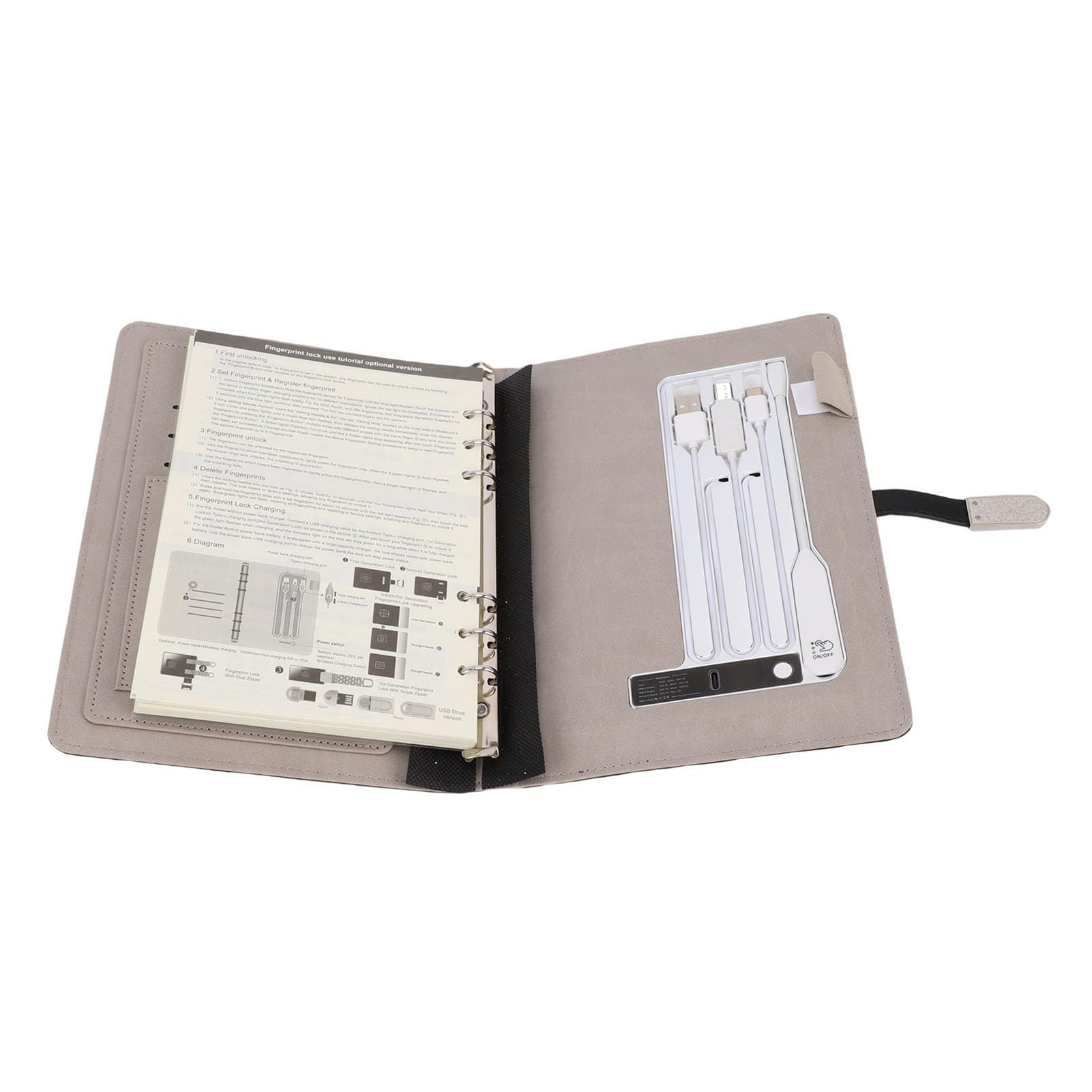 XUMIUZIY Journal de Voyage à Chargement sans Fil avec LED, Carnet Rechargeable personnalisé pour le Travail Professionnel Scolaire