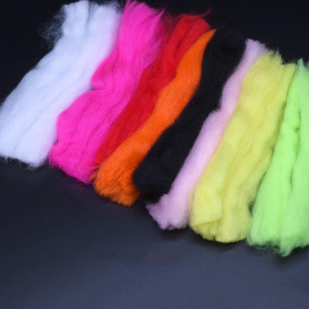 2-Piece 8Colors Egg-Shaped Bug Yarn Fiber - Fly Tying Material for Baitfish Lures/Parachute Flies Trout & Steelhead 5.91in