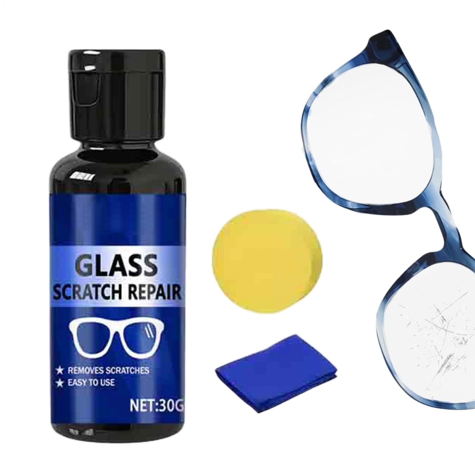 Muiltvoe Scratch Remover for Glasses, 30ml Lens Cleaning Scratch Repair Lotion, Protective Cleaner Cream for Eyeglasses, Sunglasses, Window, Windshield, Screen, Phone, Camera, Watch