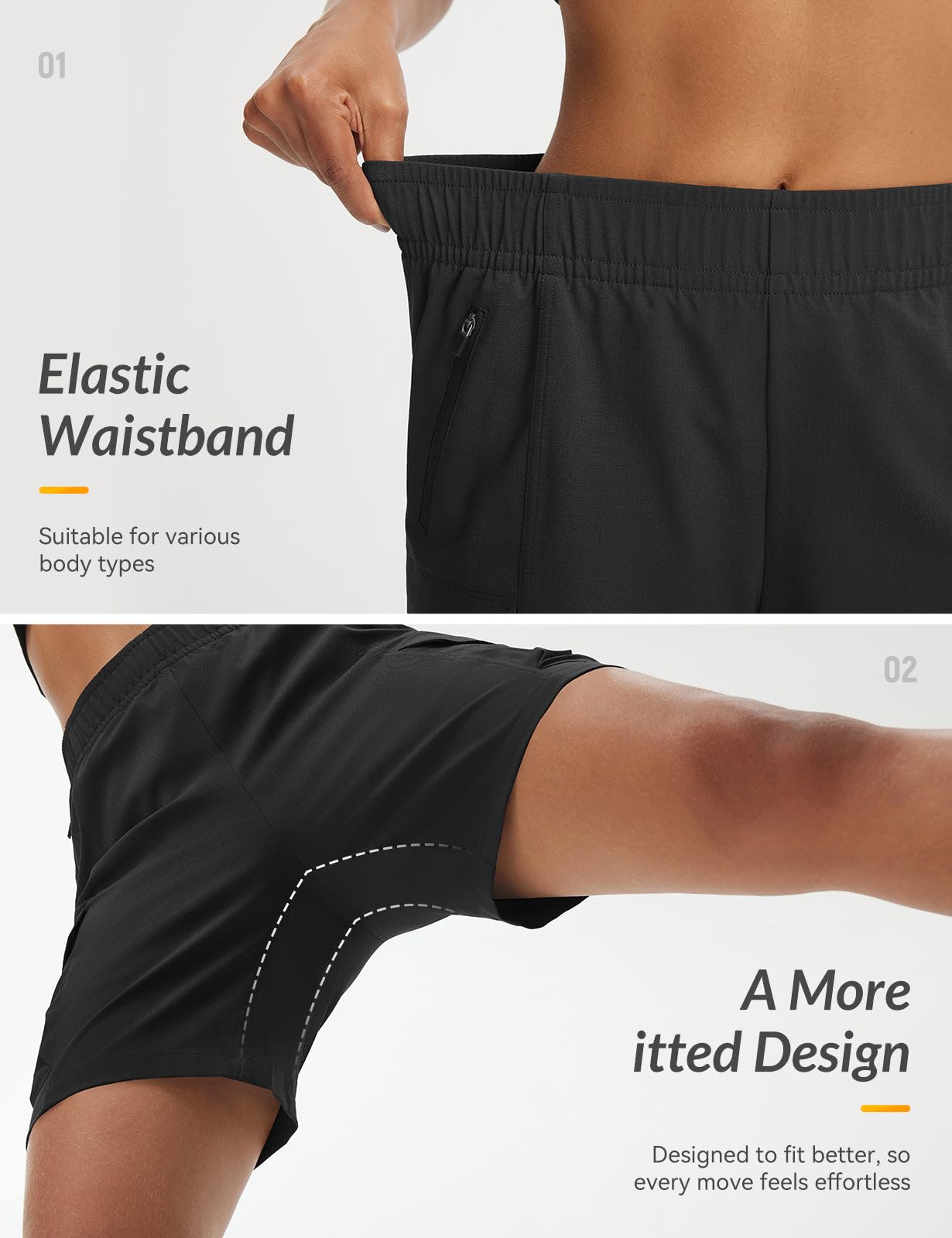 baleaf Pantaloncini cargo da donna con tasche con cerniera, resistenti all'acqua, ad asciugatura rapida, a vita alta, per passeggiate all'aperto, golf, viaggi estivi