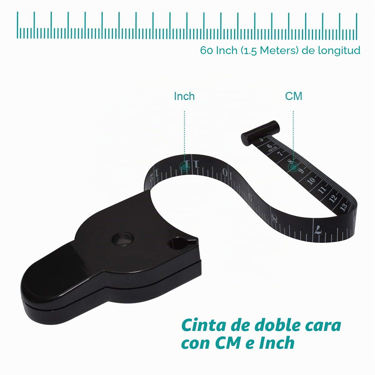 Cinta Métrica Retráctil para el Cuerpo con Botón y Bloqueo - Herramienta de Medición Precisa para Fitness y Uso Personal - Mide Cintura Pecho Caderas Brazos y Muslos - Cinta Auto-Bloqueante