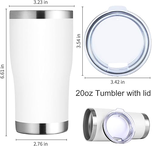 Miniatura 5 de DOMICARE vaso de doble pared con aislamiento al vacío, 20 onzas, con tapa, vaso de viaje de acero inoxidable, vaso de café con recubrimiento en polvo