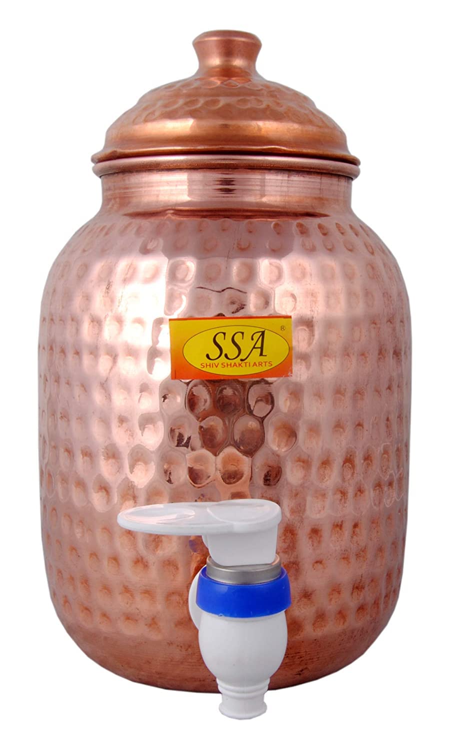 SHIV SHAKTI ARTS Handmade Pure Copper Hammered Water Pot/Tank Capacity 2 Litre