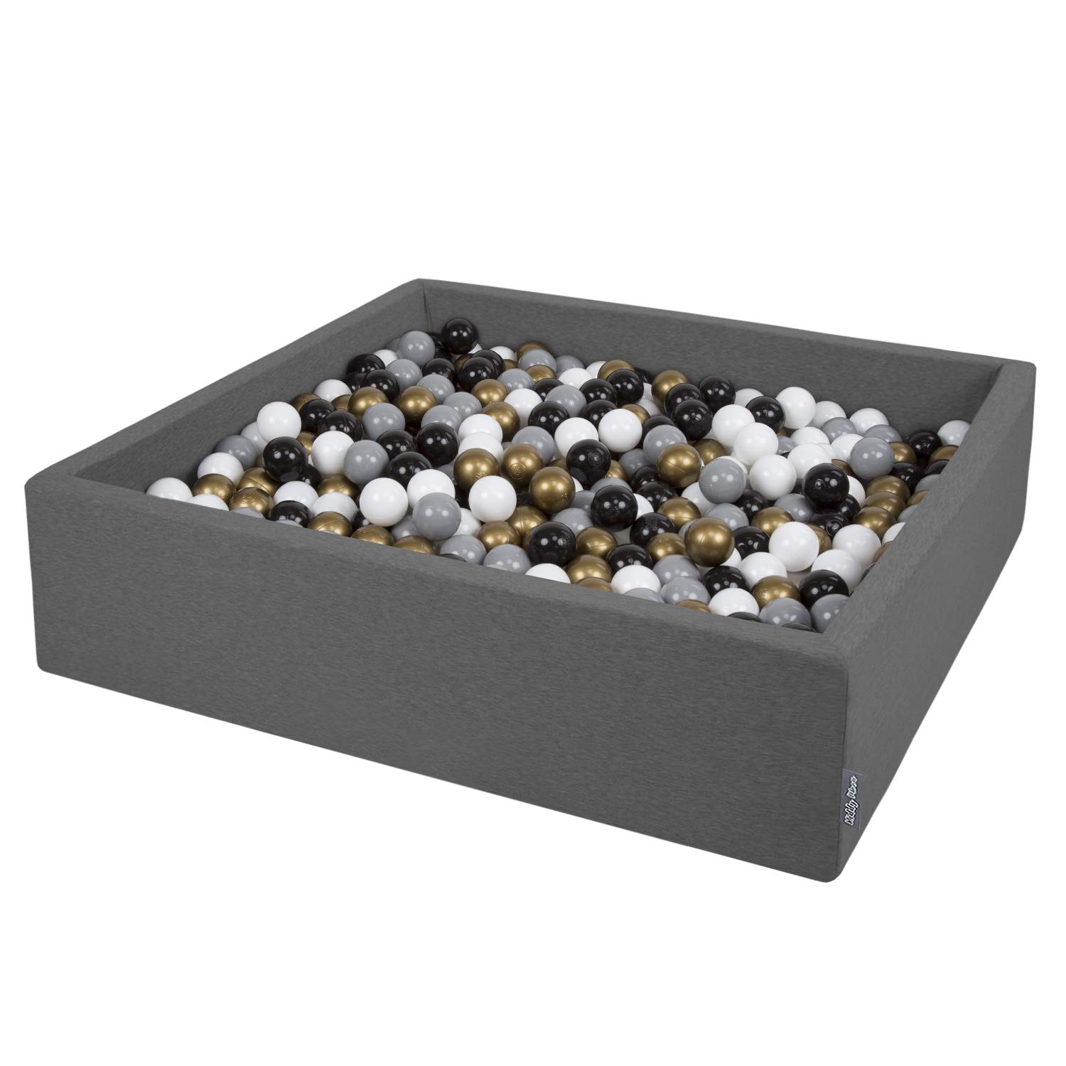 KiddyMoon Schuim Ballenbak Voor Kinderen Met Ballen 7 Cm Gemaakt In EU, Donkergrijs:Wit Grijs Zwart Goud,120X30cm/600 Ballen
