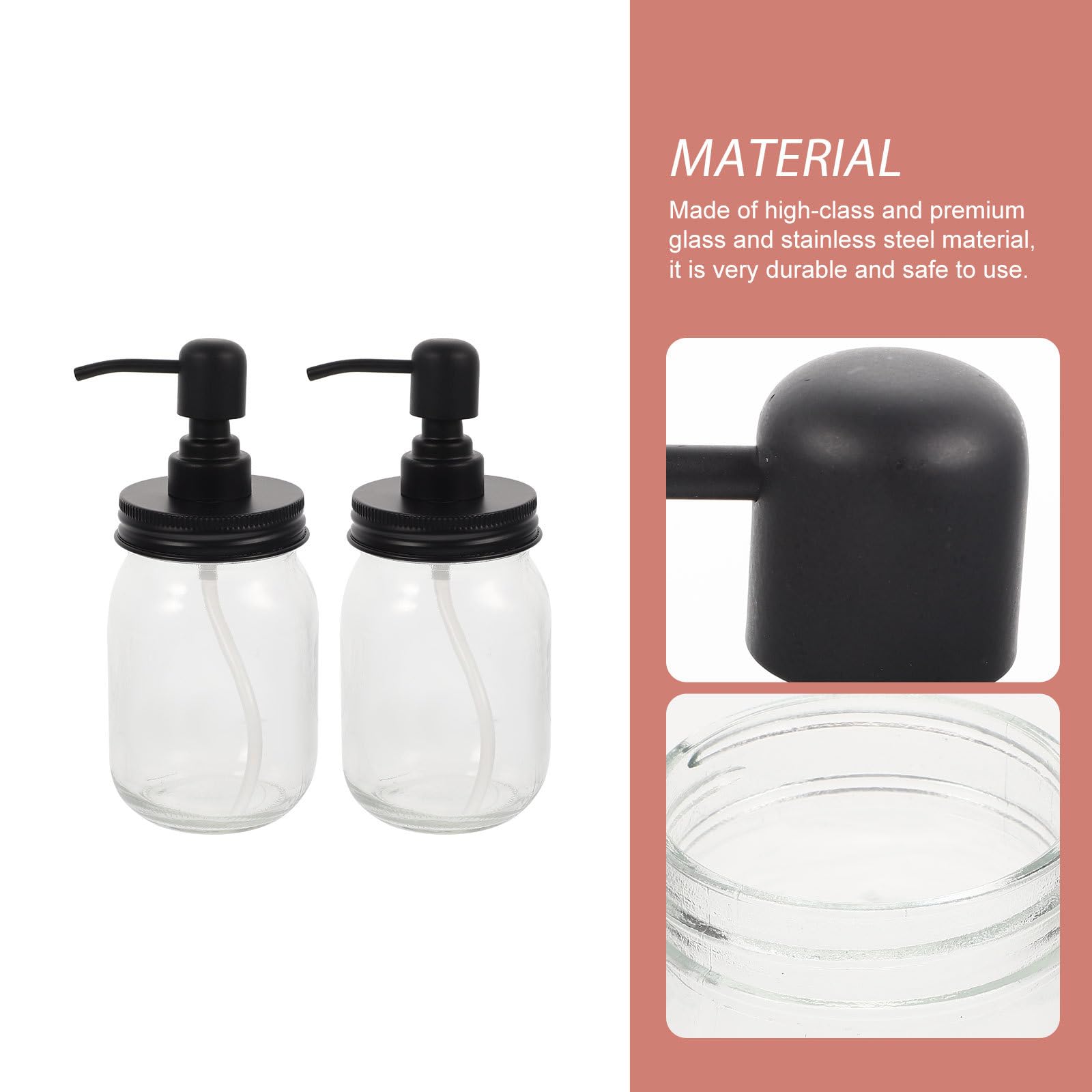 Distributeur de Sirop en Verre et Acier Inoxydable Noir 2Pcs pour Stockage Alimentaire Multifonctionnel la Cuisine et Présents de Mariage