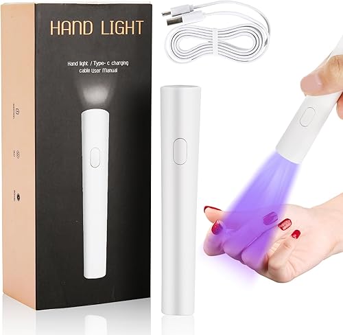 Yokilly Lámpara de uñas LED UV, luz UV de mano de 3 W para uñas de gel, mini lámpara UV portátil con 2 temporizadores para esmalte de gel de secado