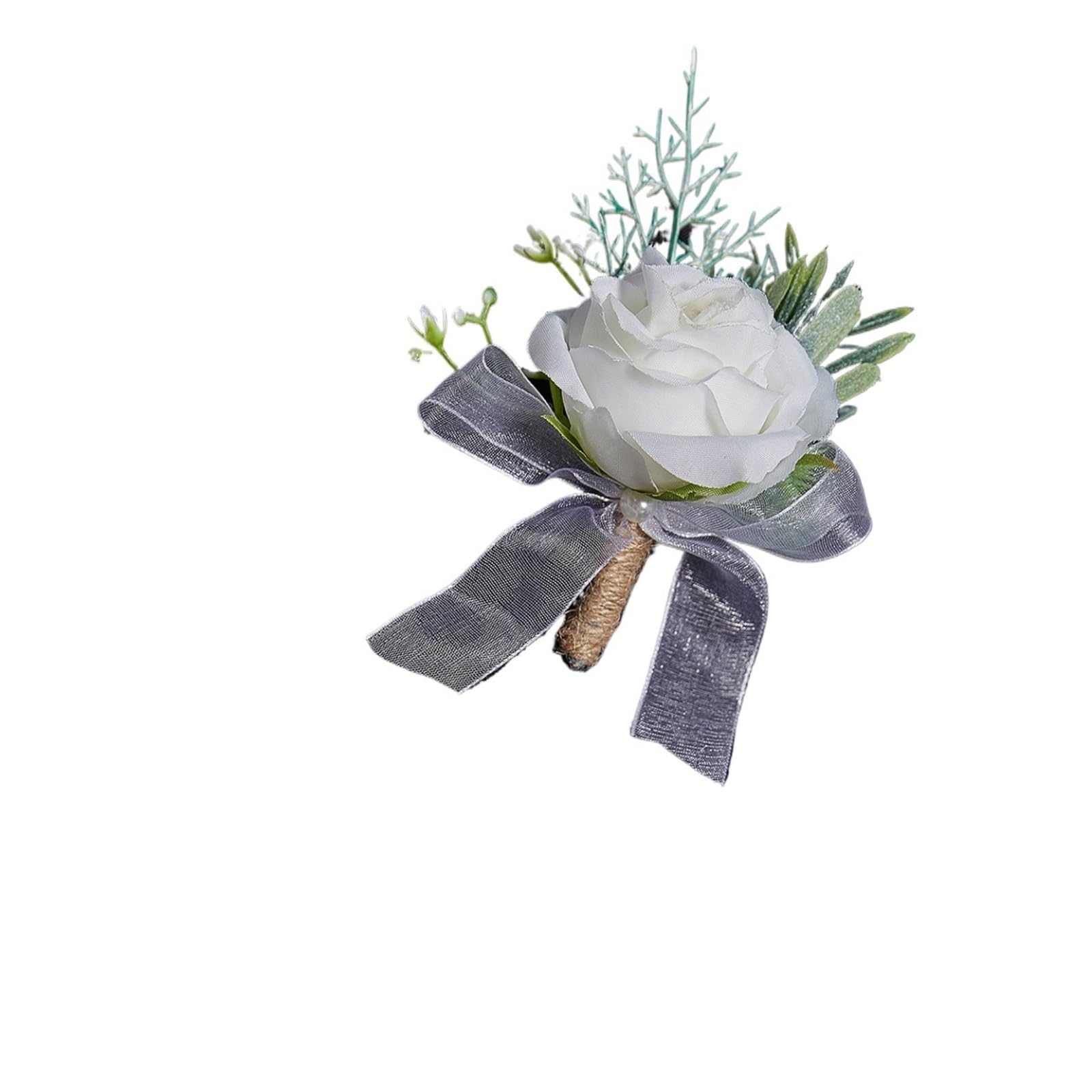 WTAXBH Corsages for Weddings Artificial Peony Rose Wrist Corsage Handmade Bride Wristband Men Boutonniere For Groom Wedding Party Prom(Boutonniere)