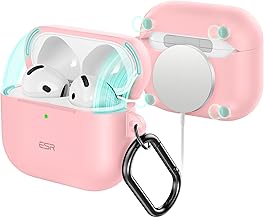 ESR AirPods 4th Generation Case (HaloLock) Compatible with AirPods 4th Generation (2024) (USB-C) Compatible with MagSafe Complete Drop Protection Cover with Carabiner, Cloud Series, Pink