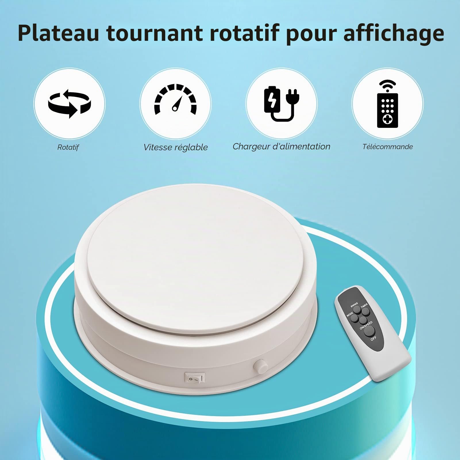 Andoer Plateau Tournant Électrique Professionnel 20,3 cm 360 Degrés Plateau Tournant Électrique Motorisé pour Photographie, Ecran à Bijoux, Présentoir de Magasin
