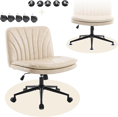 Criss Cross Chair with Wheels Dual Footrest, 300LBS Capacity Ergonomic Office Chair with 360 Swivel and Adjustable Reclining, Modern Rolling Desk