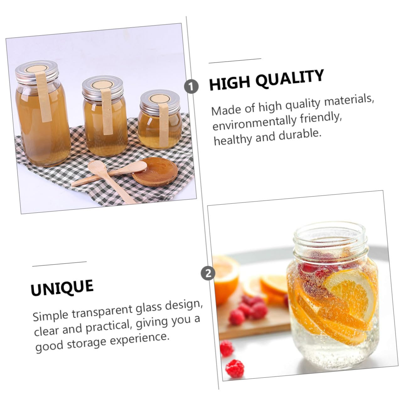 6 Stück Teiliges Runde Glas Vorratsdosen Luftdicht Versiegelte Marmeladengläser aus Klarem Umweltfreundlichem Glas Einfache Reinigung für Trockenfrüchte Tee und Aufbewahrung