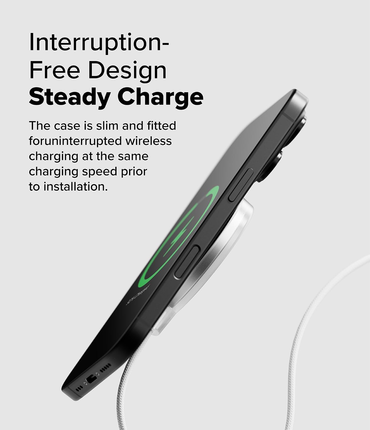 Ringke Slim Compatible with MagSafe Charger Case (Not for 2024 Version) Wireless Charging Pad Cover Designed for MagSafe Charger 15W (A2140, 1M) - Matte Clear