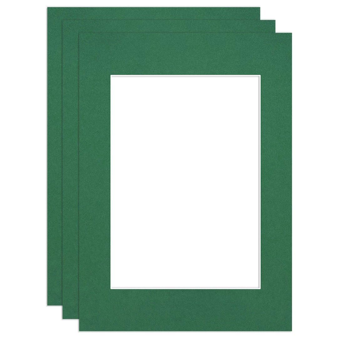 Procut Global 7x5" Emerald Picture Mounts to Fit 5x3.5" Aperture - Precision Cut Cardboard Photo Mount - Ideal for Frames, Prints, Artwork & Certificates - Sizes & Colours Available - 3 Pack