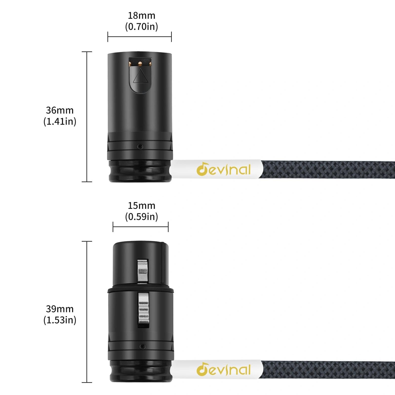 Cable XLR en ángulo recto, ángulo giratorio de 360 grados hembra XLR a ángulo giratorio de 360 grados macho XLR para micrófono, adaptador de cable de micrófono de 6 pies, 2 unidades