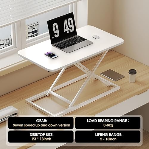 Miniatura 10 de Omhuzsyo Convertidor de escritorio de pie El elevador de escritorio de oficina en el escritorio es adecuado para su uso en computadoras portátiles y