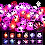 LIHAO 光る指輪 ハロウィン おもちゃ【50個入】 全12種 ランダム販売 お祭り 景品 縁日グッズ 飾り ライブ用 キラキラリング ピカピカ 光るリング プレゼント 子供・大人対応可
