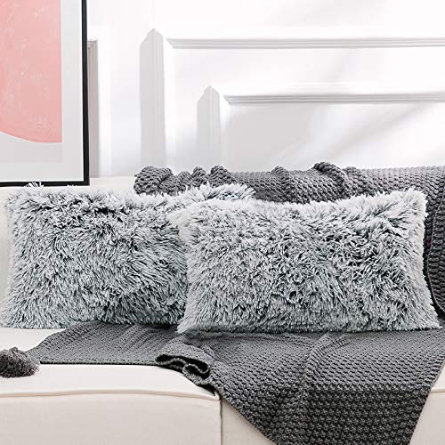Image of Lumbar Faux Fur Throw Pillow Covers for Couch Decorative Pillows 12x20