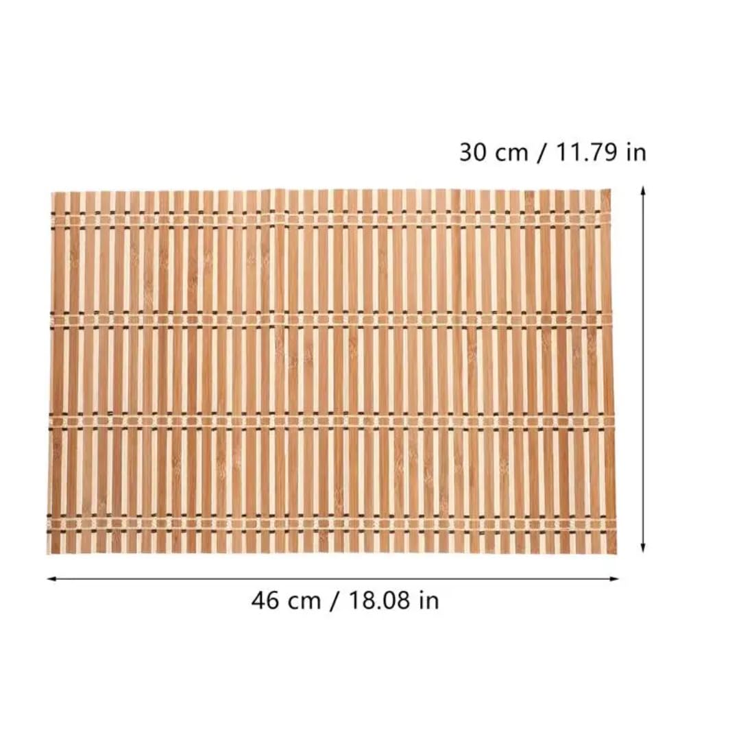 Camland 2pcs Rustic Bamboo Placemats - Rectangular Dining Table Decorations - Waterproof and Oil-Proof Place Mats