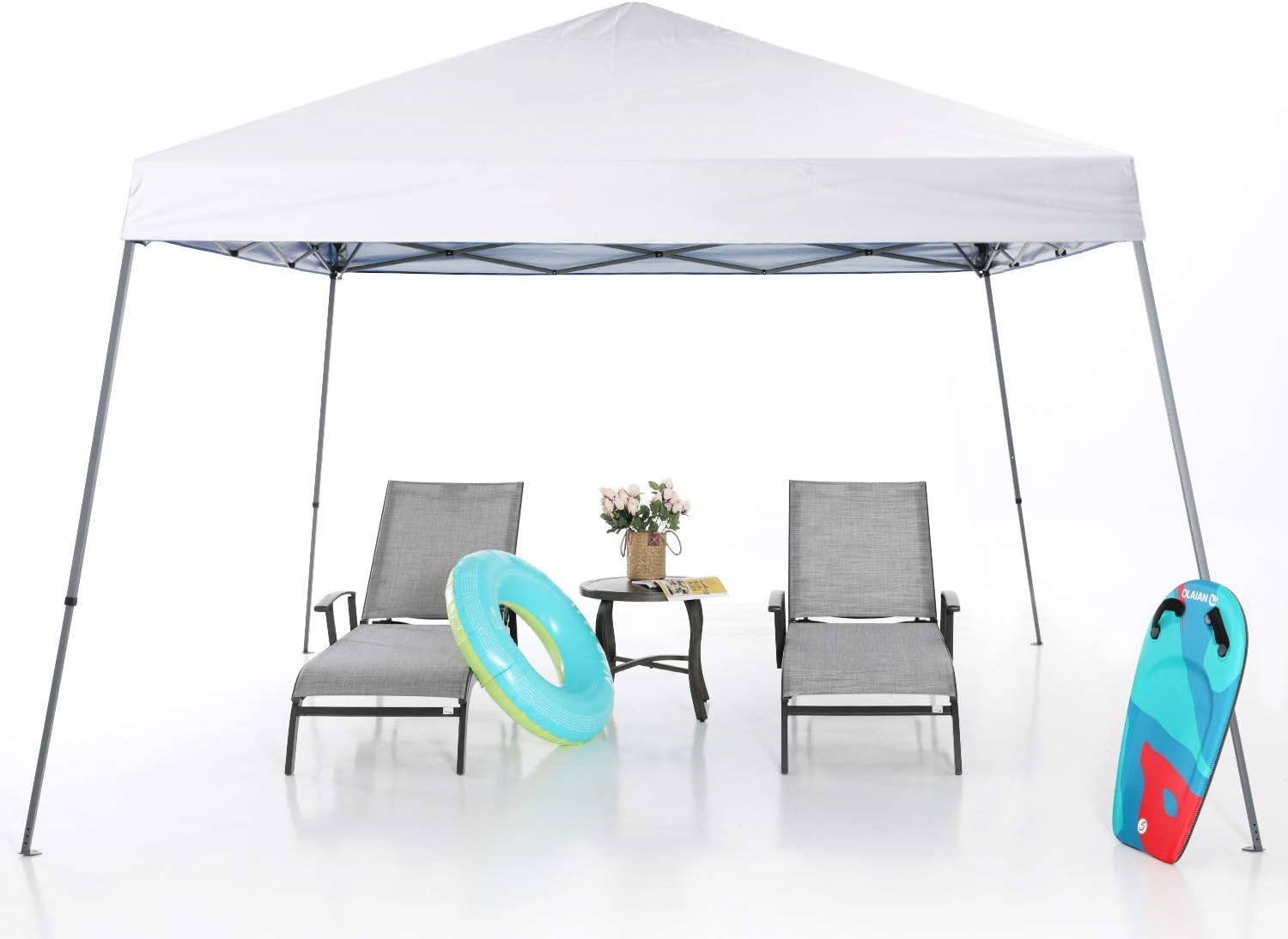 MASTERCANOPY Slant Leg Pop-up Instant Canopy (10'x10', White) + MASTERCANOPY Pop-up Commercial Instant Canopy (10'x10', Beige)