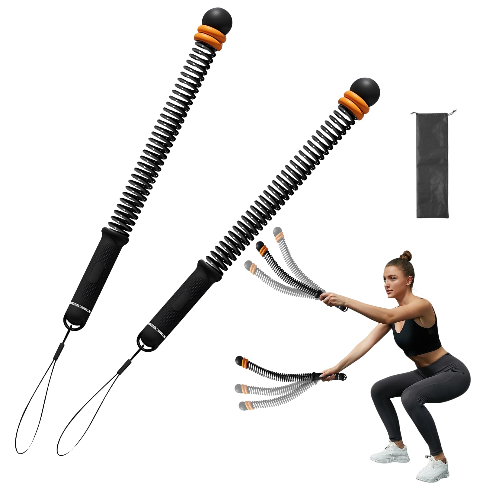 Ropeless Battle Rope with Adjustable Weights,Quiet Cordless Training Rope Fitness Equipment, Arm Strength Exercise Equipment for Arms, Core, Butt,Portable Battle Rope for Home Gym Office (orange)