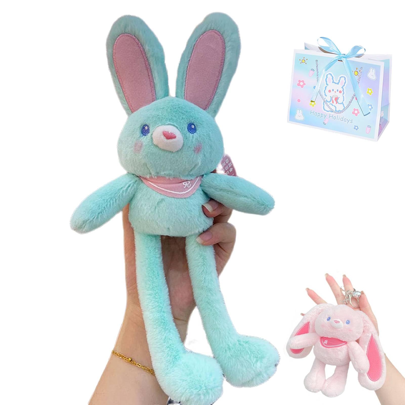 Peluche a forma di coniglio estraibile, divertente giocattolo interattivo a forma di coniglio con orecchie e zampe estraibili, giocattoli a forma di coniglio pasquale estraibile (D)