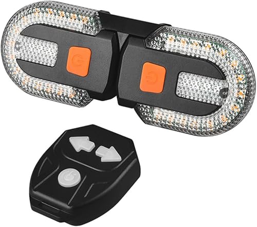 Señales de giro para bicicleta, señales de giro de bicicleta con control remoto inalámbrico, luz trasera LED recargable, IPX44, luz de seguridad