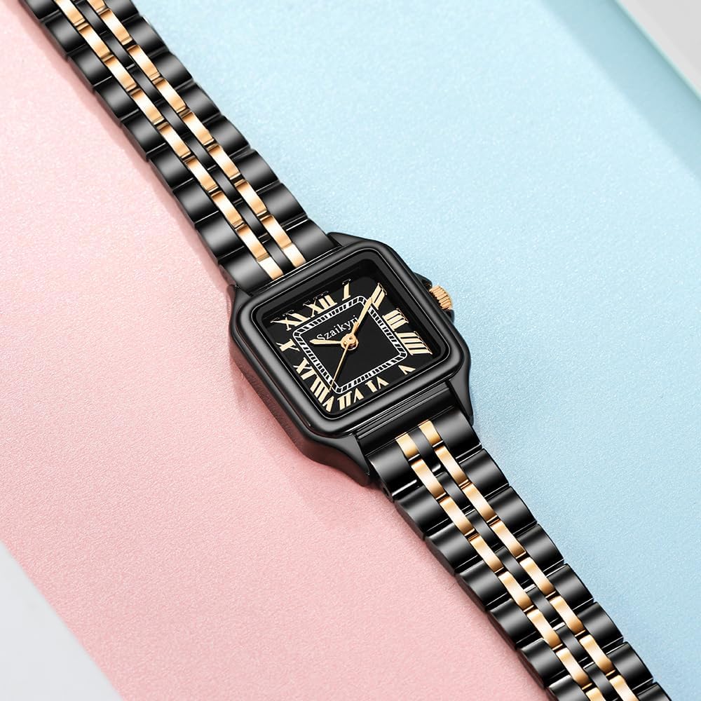 Szaikyri Classic Square Watches for Women with Roman Numerals Ladies Casual Dress Watch