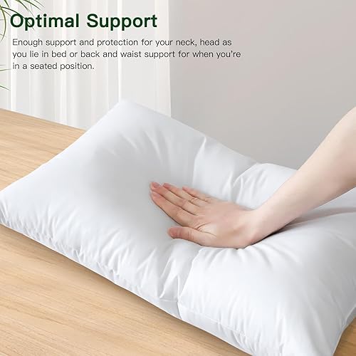 Miniatura 4 de OTOSTAR Paquete de 1 almohada de plumón y plumón, 12 x 20 pulgadas, relleno de almohada suave y esponjoso con funda de algodón 100% almohada