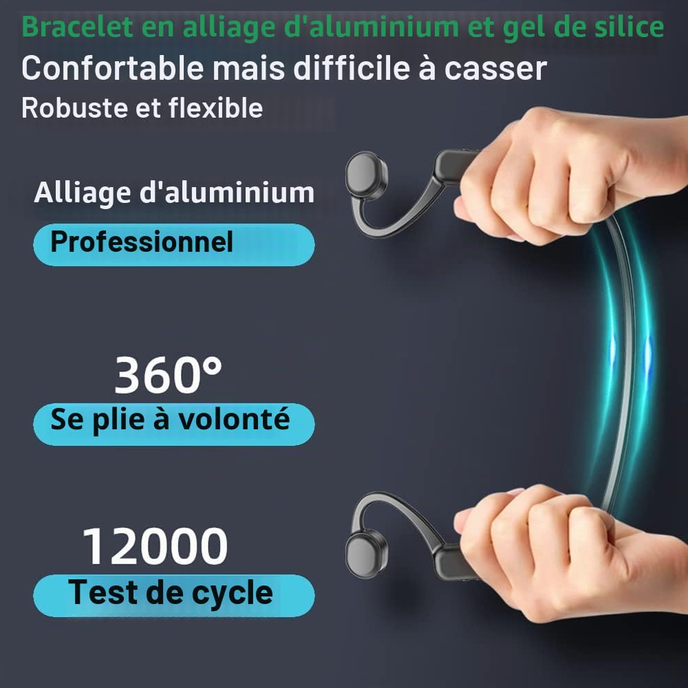 S10 Casque de natation à conduction osseuse avec lecteur MP3 intégré 32 Go de mémoire IP68 étanche Bluetooth avec écran LED pour la conduite, le vélo, la course à pied, le ski Rouge