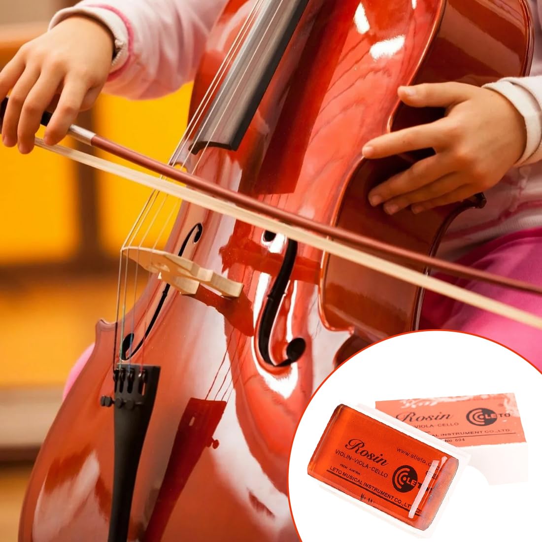 IKOPFLN Pece per Violino, Pece per Violoncello, Colofonia Violino Pece Naturale per Archi - Adatta a Violino, Viola, Violoncello - Presa Ottima, Adesione Forte e Poca Polvere, 4 pezzo