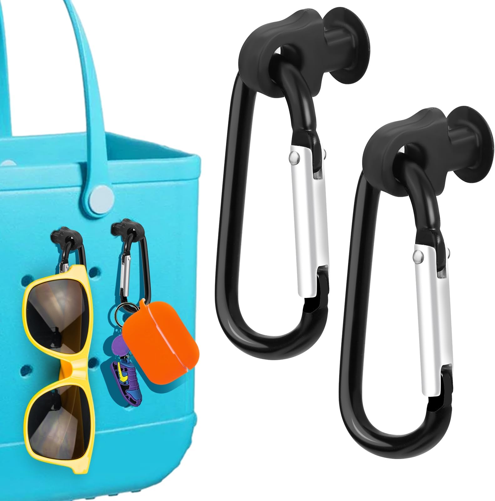 Mity rain Key Holder for Bogg Bag, Accessories for Bogg Bags Original X Large, Insert Charm Carabiner Keychain for Beach Bag, Black, bogg bag hold size
