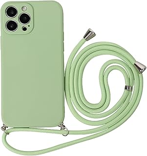 Capa de cordão de pescoço transversal para iPhone 14 Pro Max, capa de telefone colar com alça de cordão ajustável, capas de silicone à prova de choque capa protetora para iPhone 14 Pro Max