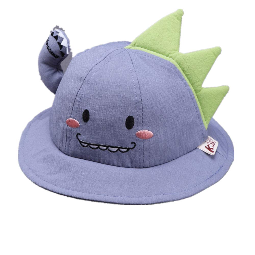 Spring Summer Baby Lovely Cartoon Dinosaur Bucket Hats Kids Boys Girls Outdoor Sun Hat Children Beach Caps (Blue)