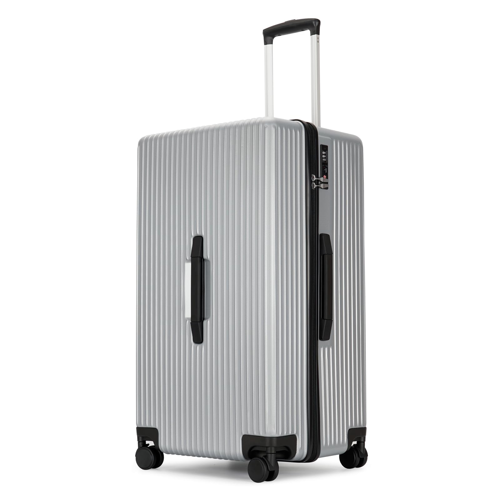 PRIMICIA GinzaTravel Trunk Luggage, 28 Inch Luggage with Spinner Wheels, Scratch resistant texture Lightweight PC material with TSA Lock (Star Silver)
