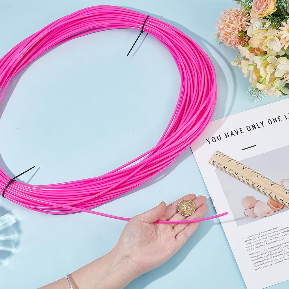 OLYCRAFT 50mx 4mm Pink PE Cordon pour réparation de Meubles d’extérieur Corde de Chaise de Patio en Plastique Corde en rotin en Plastique Solide pour Bricolage Meubles Tricoter Patio de Jardin