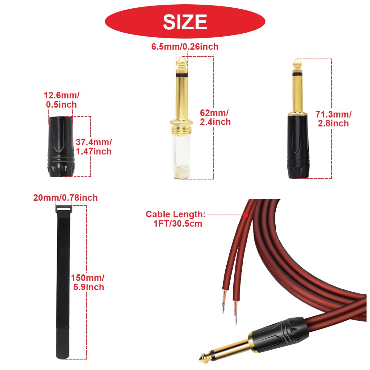Cavo Audio 1/4" TS Maschio A Filo Nudo 16 AWG 2m - OFC Con Connettore Placcato Oro Per DJ E Mixer