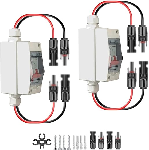 DC Trennschalter 32A 500V für PV-Anlagen mit 260mm Kabel, IP65 wasserdicht