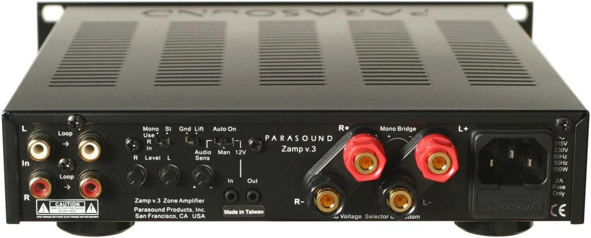 Rear panel connections of the Parasound Z Amp v3 ampmés viu.