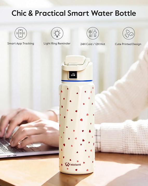 WaterH BOOST Smart Water Bottle Tracker with Reminder to Drink Water, 32oz